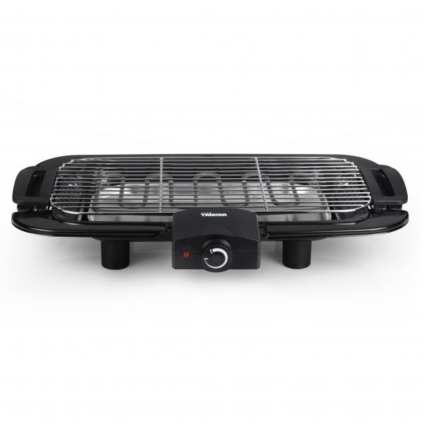 Tristar bq-2820 barbecue elettrico 2200w con piedistallo 45x22cm termostato regolabile nero