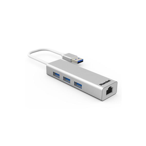 Hamlet xhub330lan hub 3 x superspeed usb 3.0 + 1000base-t desktop