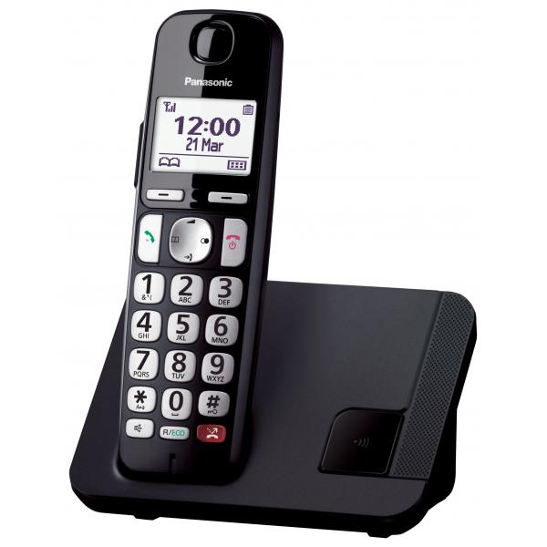 Panasonic kx-tge250 cordless dect-gap display 1.8`` rubrica vivavoce tasti grandi senior nero