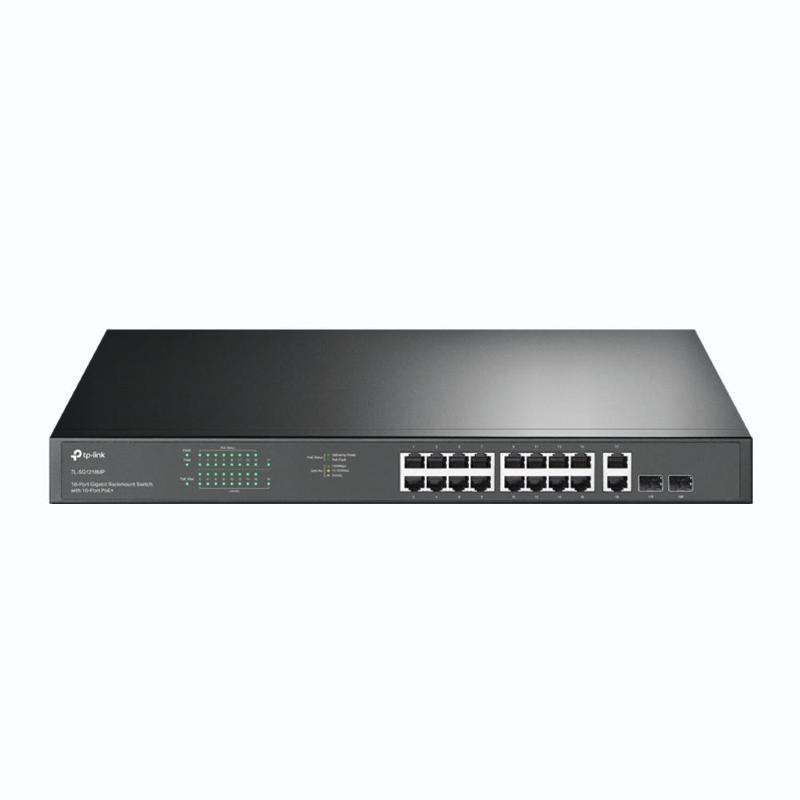 Tp-link jetstream tl-sg1218mp v1 switch non gestito 16 x 10/100/1000 (poe+) + 2 x 10/100/1000 + 2 x combo gigabit sfp - poe+ (250 w) montabile su rack nero