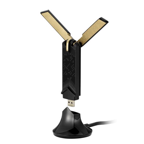 Asus usb-ax56 adattatore wi-fi usb dual band ax1800 con 2 antene regolabili con supporto black
