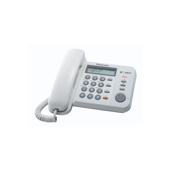 Panasonic kx-ts580ex1 telefono a filo con display lcd id chiamante vivavoce e rubrica bianco