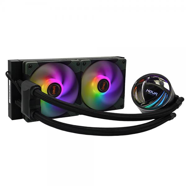 Noua subzero at240 dissipatore liquido con radiatore 2 ventole rgb rainbow addressable 5v 3-pin add rgb compatibile intel lga 1200 e amd amd4 amd3