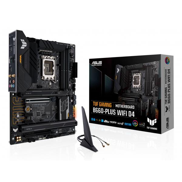 Asus tuf gaming b660-plus wifi d4 scheda madre atx, intel b660, lga1700, ddr4, pci 5.0, lan intel 2.5gb, wifi 6, realtek 7.1 surround, 3xm.2, 4xsata 6gb-s, usb 3.2 gen 2x2, armoury crate, nero