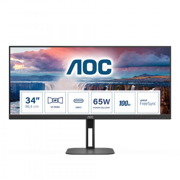 Aoc v5 u34v5c/bk monitor pc 34 3440x1440 pixel ultrawide quad hd lcd nero