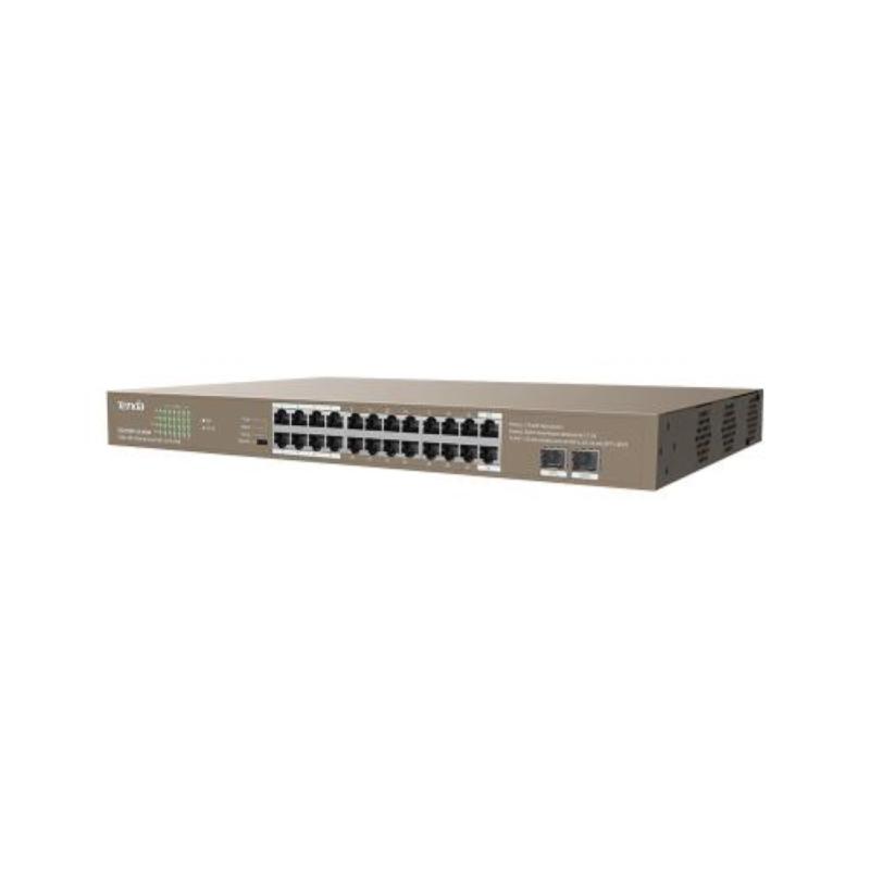 Tenda teg1126p-24-410w switch di rete non gestito gigabit ethernet 10-100-1000 supporto power over ethernet 1u marrone