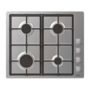 Candy chg6lx piano cottura a gas su metallo 4 zone manopola inox lateral inox griglie in ghisa 60 cm 4 livelli di potenza inox-lamiera