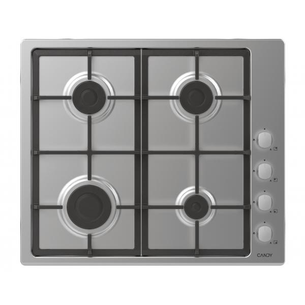 Candy chg6lx piano cottura a gas su metallo 4 zone manopola inox lateral inox griglie in ghisa 60 cm 4 livelli di potenza inox-lamiera
