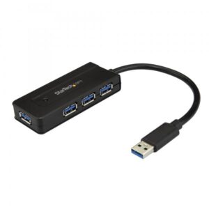 Startech st4300mini mini hub con alimentatore usb-a 4 x usb-a 3.0 superspeed con porta di ricarica desktop nero