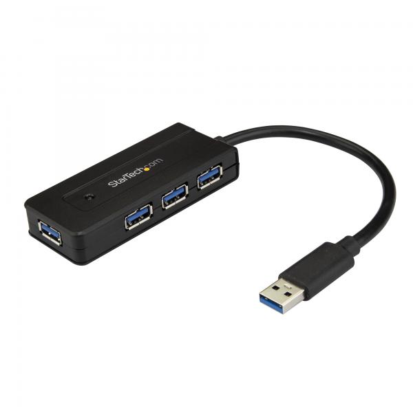 Startech st4300mini mini hub con alimentatore usb-a 4 x usb-a 3.0 superspeed con porta di ricarica desktop nero
