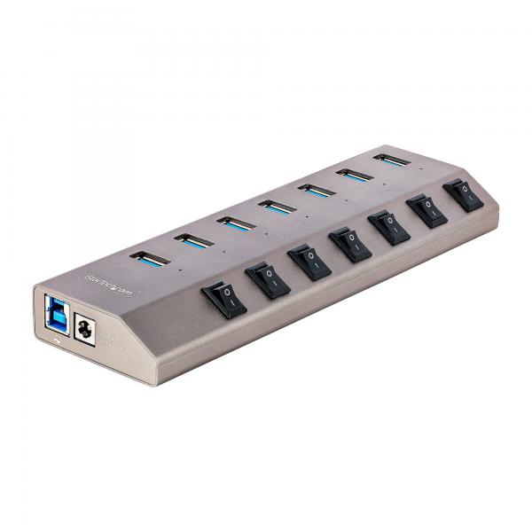 Startech.com hub usb-c autoalimentato a 7 porte con interruttori individuali