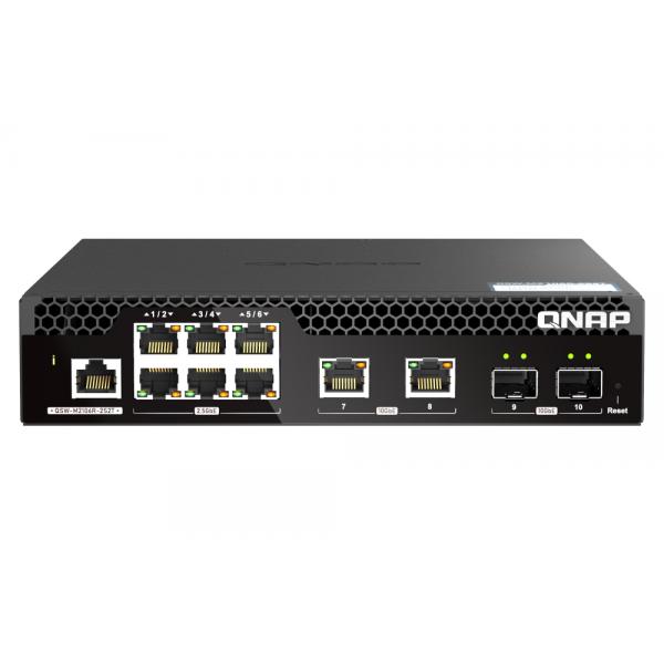 Qnap qsw-m2106r-2s2t switch di rete gestito l2 form rack 1u 2xrj-45 10g ethernet 6 porte 2.5g ethernet 2 slot sfp+ colore nero