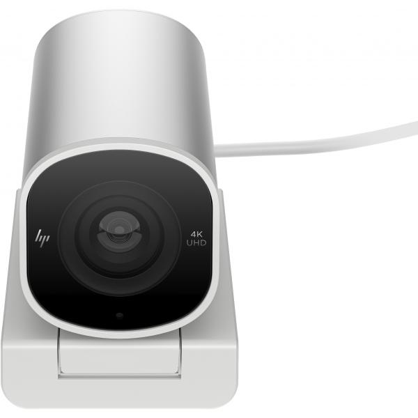 Hp 960 webcam streaming 4k usb-a campo visivo fino a 100° correzione automatica colore compatibile con zoom teams twitch youtube windows 11 chrome e mac os argento