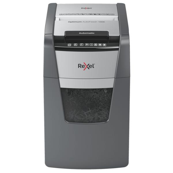 Rexel 2020130x optimum auto feed+ distruggidocumenti automatico 130 fogli taglio a frammento 44 litri cestino removibile