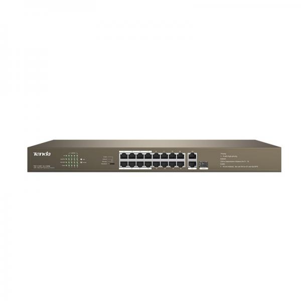 Tenda switch desktop 16 porte 10/100m poe 250w + 2 ge