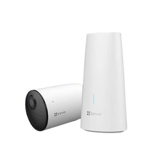Ezviz kit hb3 + base di controllo telecamera da esterno ricaricabile 2k wi-fi halow 3mp inteligenza artificiale visione notturna a colori slot schede microsd ip65 bianco