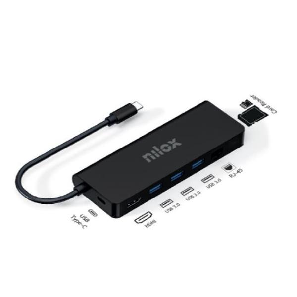 Nilox nxdsusbc04 dock usb-c 8 in 1 hdmi 4k