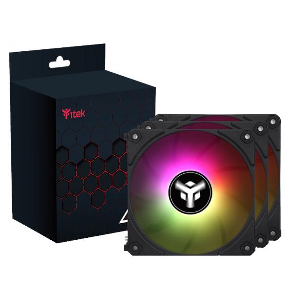 Itek uw12 kit 3x ventola per case nero 12cm argb sync 5v 3 pin 4 pin pwm senza fili