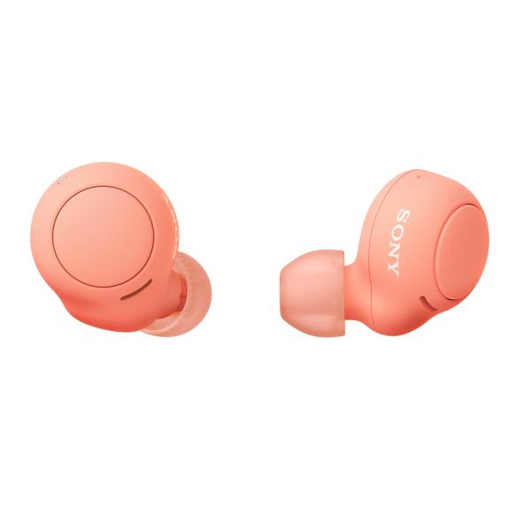 Sony auricolari wf-c500 true wireless con custodia di ricarica microfono integrato connessione bluetooth affidabile arancione