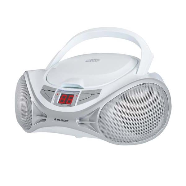 Majestic ah 1262r ax boom box portatile con lettore cd ingresso aux-in bianco