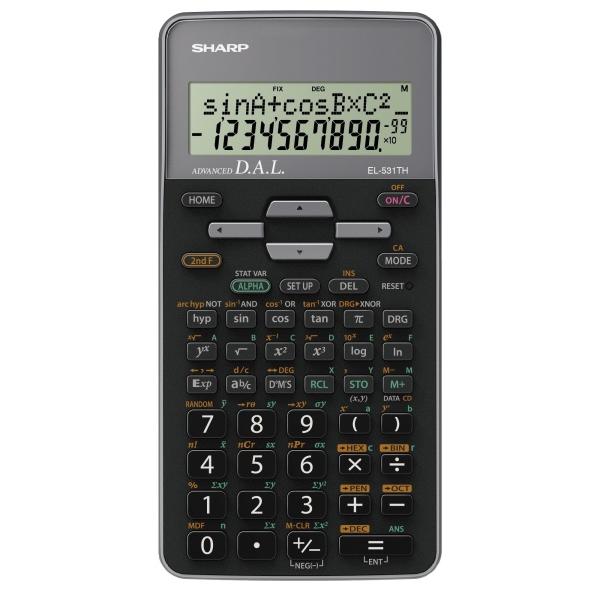 Sharp el531thbgy calcolatrice scientifica 2 righe x 12 caratteri 10 cifre 2 esponenti grigia