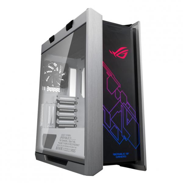 Asus rog strix helios white edition atx mid tower gaming case con tre pannelli di vetro temperato fume` e raffinata costruzione in alluminio spazzolato e tecnologia aura sync