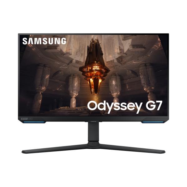 Samsung odyssey monitor gaming g7 g70b da 28`` uhd flat , 3840x2160 (uhd 4k), piattaforma smart tv, hdr 400, ips, 144hz, 1ms (gtg), freesync premium pro, hdmi, usb, dp, wifi, casse, has pivot