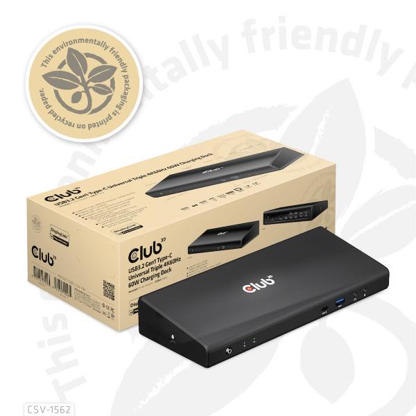 Club3d csv-1562 replicatore di porte e docking station per notebook usb 3.2 gen 1 type-c nero