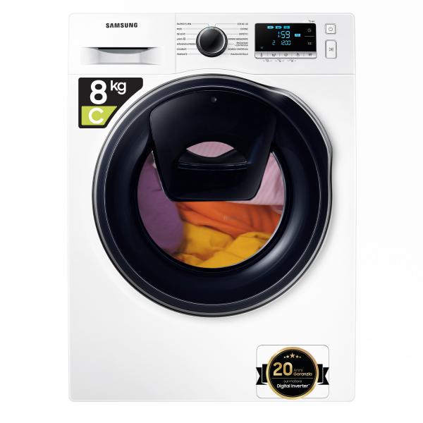 Samsung ww8nk62e0rw lavatrice carica frontale addwash ecobubble classe energetica c capacita` di carico 8 kg centrifuga 1200 giri motore digital inverter ecolavaggio vapore igienizzante