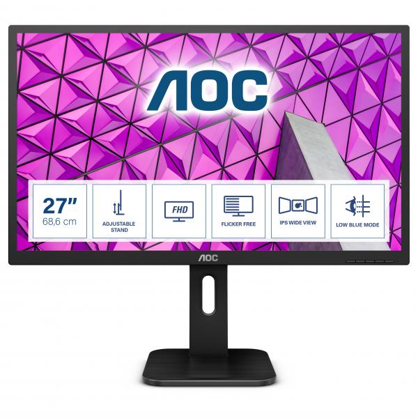 Aoc pro-line 27p1 27 led full hd ips formato 16:9 contrasto 1.000:1 1.920x1.080px 1xvga 1xhdmi 4xusb-a 1 display port italia nero