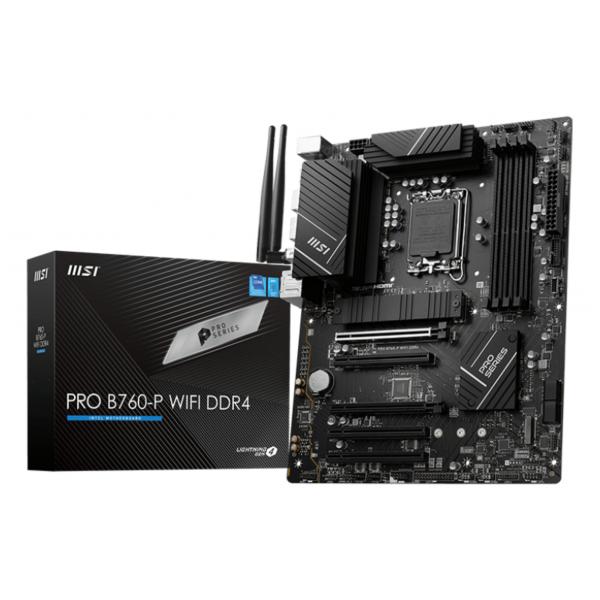 MSI PRO B760-P WIFI DDR4 - scheda madre - ATX - presa LGA1700 - chipset B760 - USB 3.2 Gen 1, USB 3.2 Gen 2, USB-C 3.2 Gen2, USB-C 3.2 Gen 1 - LAN 2,5 Gigabit, Bluetooth, Wi-Fi - Audio HD (8 canali)