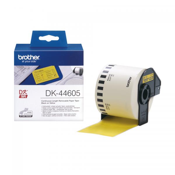 Brother DK44605 - Adesivo rimovibile - Giallo - Rotolo (6,2 cm x 30,5 m)