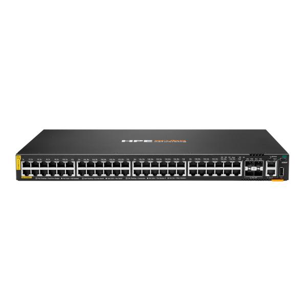 Switch HPE Aruba 6200F 48G Classe 4 PoE 4SFP+ 370 W - Switch - distanza di stack max 10 km - L3 - gestito - 48 x 10/100/1000 (PoE+)