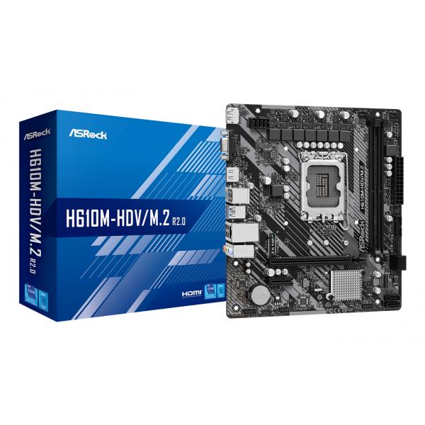 ASRock H610M-HDV/M.2 - 2.0 - scheda madre - micro ATX - socket LGA1700 - chipset H610 - USB 3.2 Gen 1 - Gigabit LAN - grafica integrata (CPU richiesta)