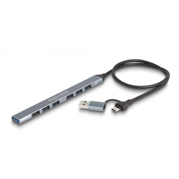 Delock Hub - schlank, mit USB Typ-C oder USB Typ-A, 1 x USB 5 Gbps
