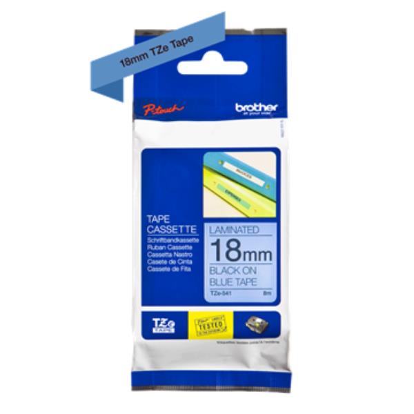 Brother TZe-541 - Autoadesivo - Nero su blu - Rotolo (1,8 cm x 8 m)