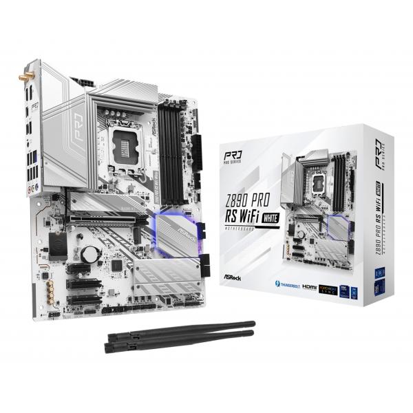 ASRock Z890 Pro RS WiFi Bianco - Scheda madre - ATX - Presa LGA1851 - Chipset Z890 - USB4, USB-C 3.2 Gen 2x2, USB 3.2 Gen 2, USB 3.2 Gen 1 - 2.5 Gigabit LAN, Bluetooth, Wi-Fi 6E - Grafica integrata (CPU richiesta)