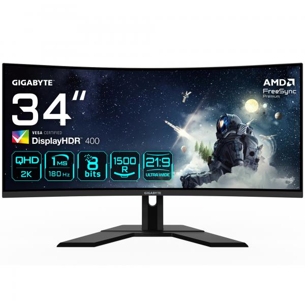 Gigabyte G34WQCP - Monitor LED - gaming - curvo - 86,4 cm (34")