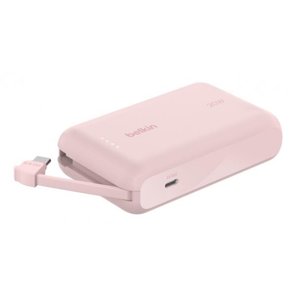 Belkin BoostCharge - Powerbank - mit integriertem Kabel - 10000 mAh - 20 Watt - 3 A - Fast Charge - 2 Ausgabeanschlussstellen (24 pin USB-C)