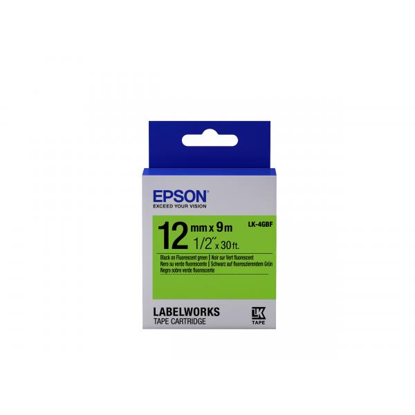 Epson LabelWorks LK-4GBF - Nero su verde - Rotolo (1,2 cm x 9 m)