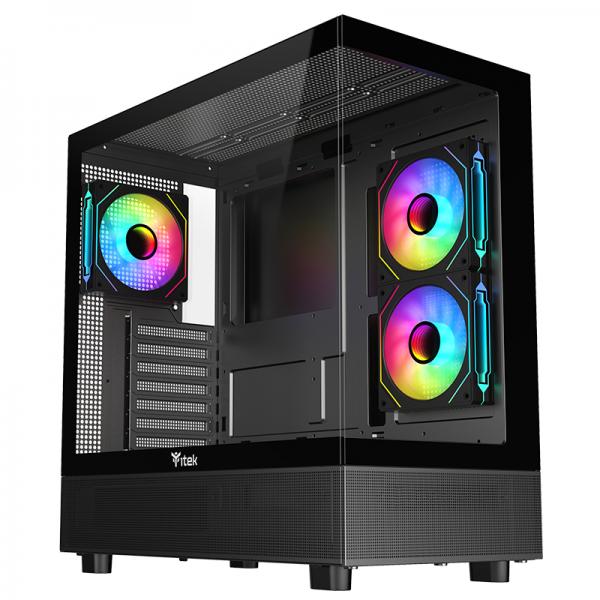 CASE ITEK SHOWBUI 42B GAMING TOWER, ATX, 3x12cm ARGB fan, 2xUSB3, TYPE-C,SYDE & FRONT PANEL TEMP GLASS - ITGCASB42B