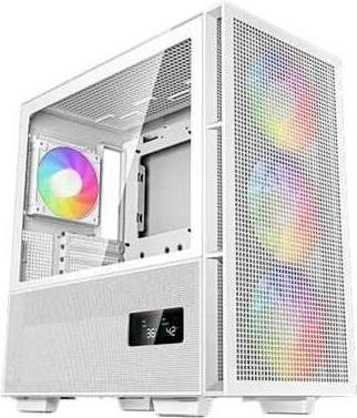 DeepCool CH560 DIGITAL WH. Formfaktor: Midi Tower, Typ: PC, Produktfarbe: Weiß. Platzierung der Stromversorgung: Boden, Unterstützte Stromversorgungs-Formfaktoren: ATX, PS2. Installierte Lüfter (Vorderseite): 3x 140 mm, Durchmesser unterstützte Vorderseitenlüfter: 120,140 mm, Installierte Lüfter hinten: 1x 120 mm. Unterstützte Hard-Disk Drive Größen: 2.5,3.5". Breite: 230 mm, Tiefe: 458 mm, Höhe: 471 mm (R-CH560-WHAPE4D-G-1)