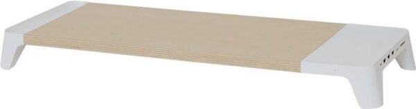 POUT EYES 8 3-in-1-Monitorständer aus Holz (Hub mit schneller kabelloser Ladestation - weiß) - Laptop-Schrank - Weiß - Universal - The wireless charging function is compatible with all devices that use Qi charging - including: ... - ABS - MDF-Platten - Thermoplastisches Elastomer (TPE) - Monochromatisch (POUT-02401-W)