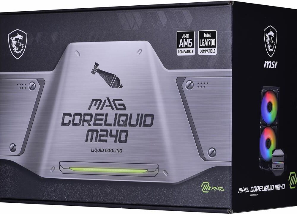 MSI MAG CORELIQUID M240 - Prozessor-Flüssigkeitskühlsystem - Kühlergröße: 240 mm - (für: LGA1156, LGA1155, LGA2011, LGA1150, LGA2011-3, LGA1151, AM4, LGA2066, LGA1200, LGA1700, AM5) - Kupfer - 120 mm (306-7ZW4R14-813)