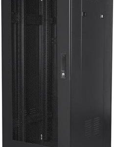 LANBERG Freistehendes Rack, 19-Zoll-Schrank, 27 HE, 600 x 600 Mesh-Tür, LCD-Flat-Pack, Schwarz (FF01-6627-23BL)