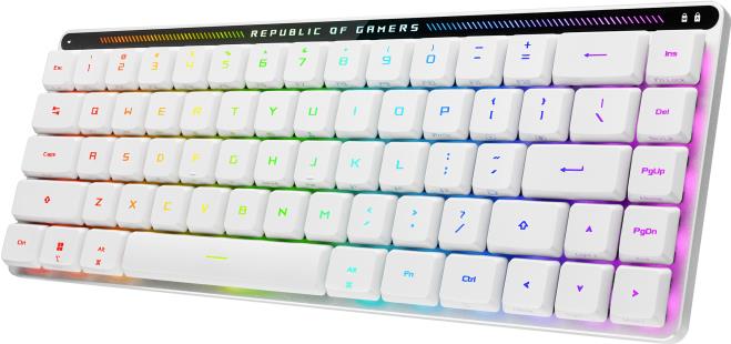 ASUS ROG Falchion RX - Tastatur - 65% - compact - backlit - kabellos - USB, 2,4 GHz, Bluetooth 5,1 - QWERTZ - Tastenschalter: ROG RX RED Low Profile - weiß (90MP03EC-BKDA10)