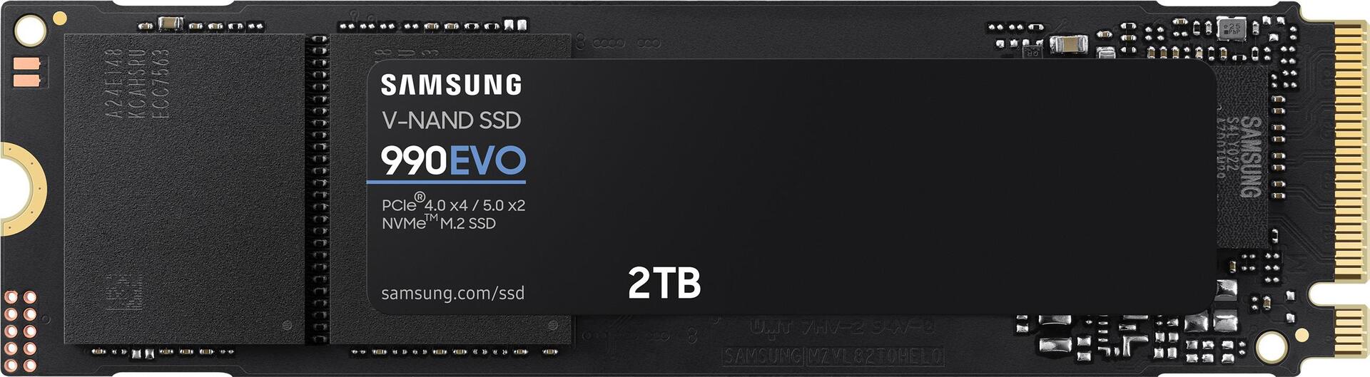 Samsung 990 EVO MZ-V9E2T0BW - SSD - verschlüsselt - 2TB - intern - M.2 2280 - PCIe 5,0 x2 (NVMe) - 256-Bit-AES - TCG Opal Encryption 2,0 (MZ-V9E2T0BW)