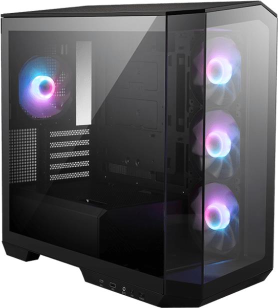 MSI MAG PANO M100R PZ - microATX Tower - Seitenteil mit Fenster (gehärtetes Glas) - keine Spannungsversorgung (ATX) - weiß - USB/Audio (306-7G24R21-809)