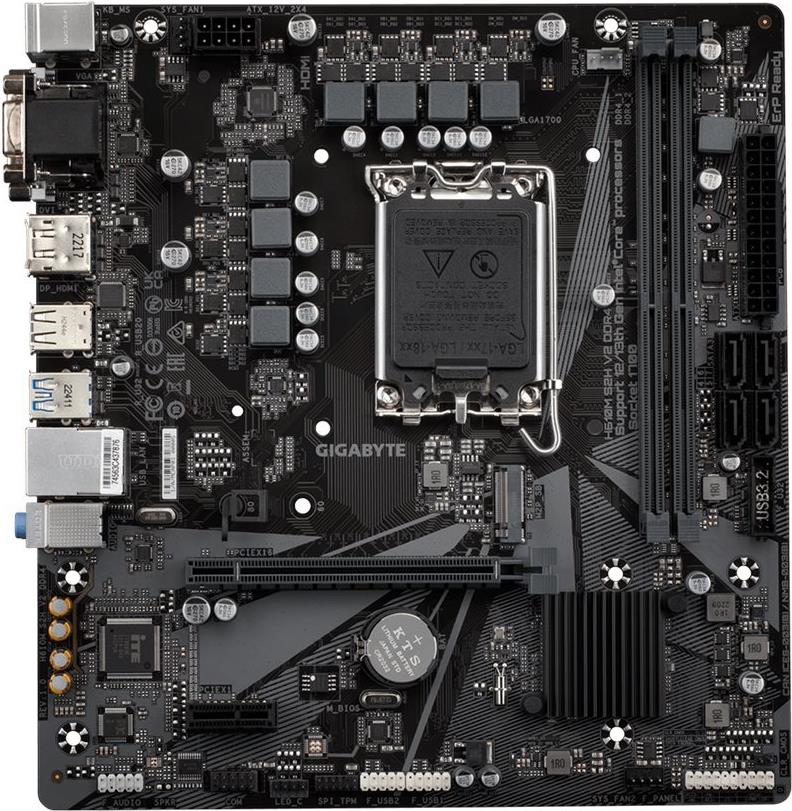 Gigabyte H610M S2H V2 Micro-ATX DDR5-SRAM Mainboard - LGA1700-Sockel - H610 Chipsatz - USB 3.2 Gen 1 - Gigabit LAN - Onboard-Grafik (CPU erforderlich) - HD Audio (8-Kanal) (H610M S2H V2)