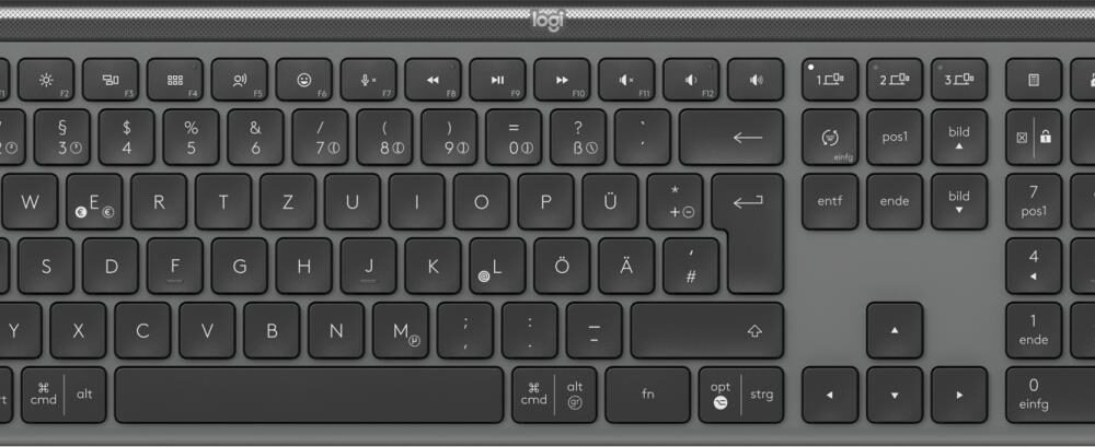 Logitech Signature Slim K950 - Tastatur - 100% - full size - kabellos - Bluetooth 5,1 LE - QWERTZ - Deutsch - Graphite (920-012451)